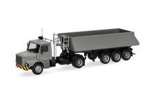Herpa 319713 - H0 - Scania Hauber Kipp-Sattelzug - grau/gelb